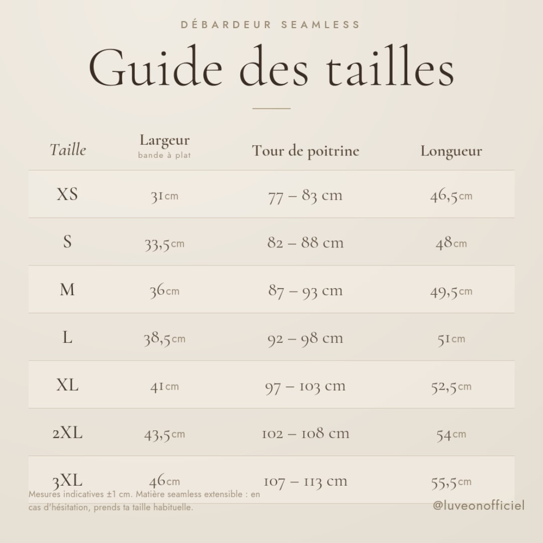 Guide des tailles Débardeur